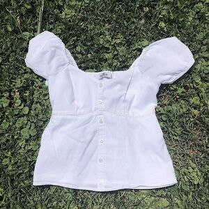 Hollister White Puffed Sleeve Blouse